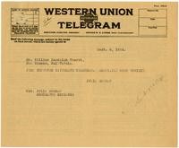 Telegram from Julia Morgan to William Randolph Hearst, September 8, 1924