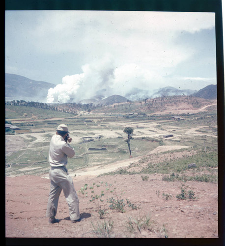 Soldier filming a fire or smokescreen exercise in Korea