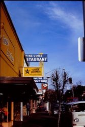 Sign of the Pine Cone Restaurant at 162 North Main Street in Sebastopol, California, February 1977
