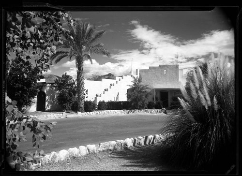 Ferguson, George W., residence [Hacienda del Bosquito]. Driveway and Exterior