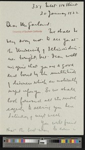 Carl Clinton Van Doren, letter, 1922-01-20, to Hamlin Garland