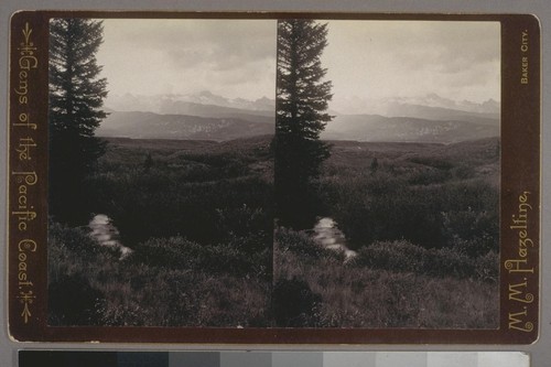 (Salmon River Valley and Sawtooth Mts; on verso.) Place of publication: Baker City. Photographer's series: Gems of the Pacific Coast