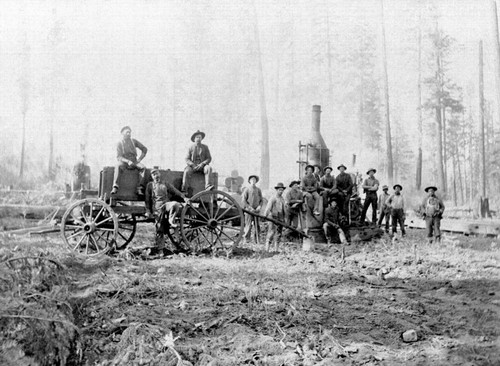 Shelton logging crew with donkey engine
