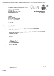 [Letter from Duncan McCallum to Jeff Jeffery enclosing monthly report]