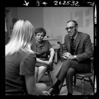Dr. Samuel Black and Marian Ovsey talking with unwed mother at Florence Crittenton Home, Los Angeles, Calif., 1970