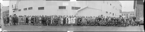 Group portrait of the employees of Hart's Department Store in downtown San Jose