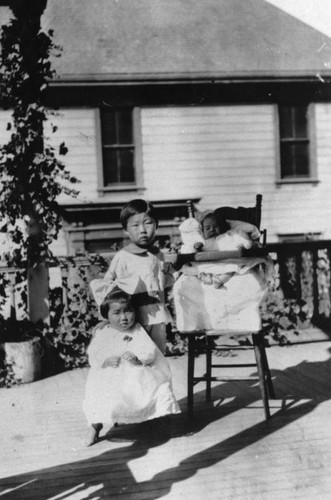 Siblings on porch