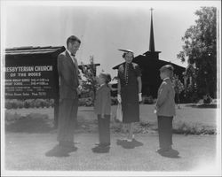 Peck family at Presbyterian Church of the Roses, Santa Rosa, California, 1957