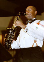 Branford Marsalis playing saxophone, Los Angeles [descriptive]