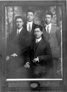 King Bernard Kim, Hack Kou Joe, Churhoo Park, and another man, in Chicago 1912