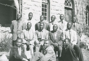 Pupils of a Bible School in Lessouto, in the front of the Director's house