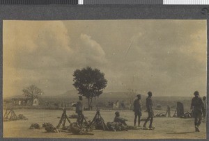 Patrol resting, Namirrue, Zambezia province, Mozambique, 22 July 1918
