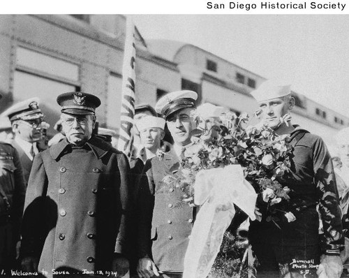 John Philip Sousa being welcomed to San Diego by a group of sailors