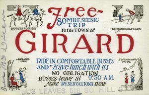 Bus ticket to the town of Girard, California, ca.1920s
