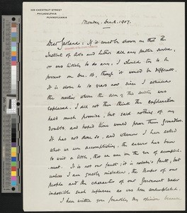 Owen Wister, letter, 1907-12-02, to Hamlin Garland