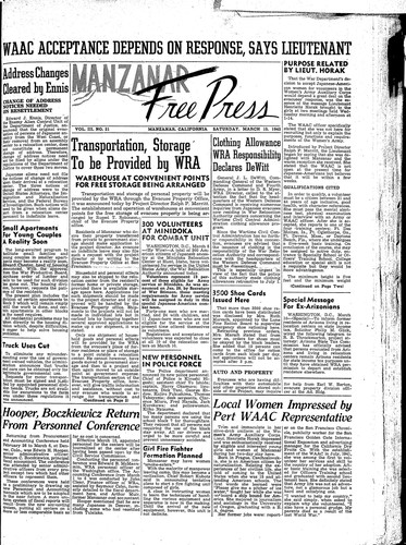 Manzanar free press, March 13, 1943