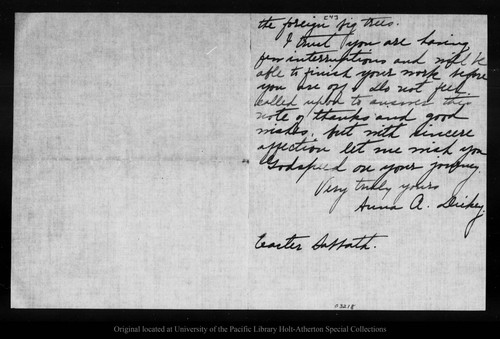 Letter from Anna Dickey to John Muir, [1903 Apr 19] ?