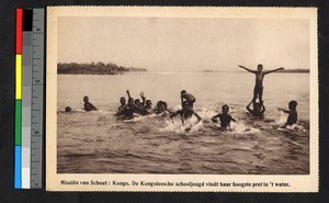 Schoolboys playing in a lake, Congo, ca.1920-1940