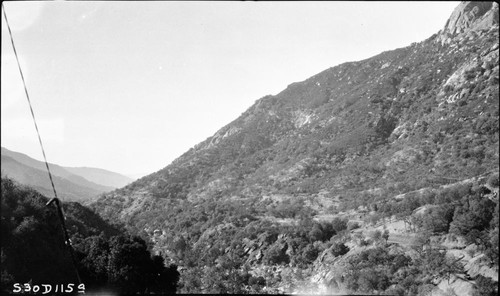 John Diehl, Middle Fork Kaweah River Canyon. View down Middle Fork from flume Syphon house at Potwisha, showing Generals Highway. 300000