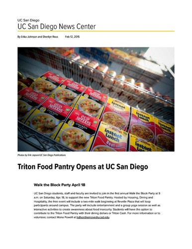 Triton Food Pantry Opens at UC San Diego