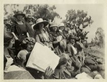 Group of women in stands at sporting event