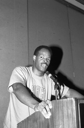 Keenen Ivory Wayans speaking at a Black Women's Forum event, Los Angeles, 1991
