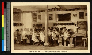 Children sitting in a classroom, Madagascar, ca.1920-1940