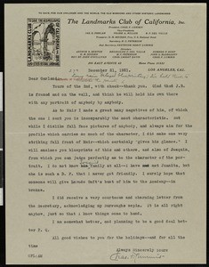 Charles F. Lummis, letter, 1921-12-21, to Hamlin Garland
