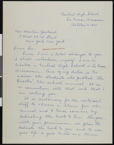 Clara K. Siepert, letter, 1935-10-04, to Hamlin Garland