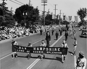 American Legion parade, Long Beach, delegation from New Hampshire "The Land of Scenic Splendor"