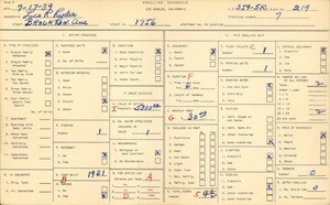 WPA household census for 1756 BROCKTON AVE, Los Angeles