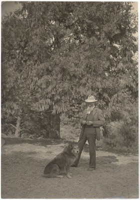 John Muir with dog (the second Stickeen) at Martinez, California