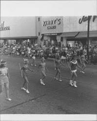 Group of Baton Twirlers March in the Sonoma-Marin Fourth District Fair Parade, 1955