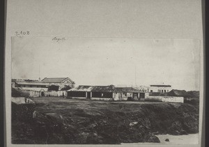 A part of Accra on the sea with the Methodist Chapel, 1883