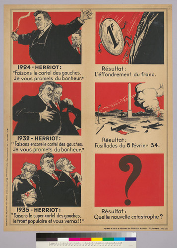 1924- Herriot: "Faisons le cartel des gauches, je vous promets du bonheur": Résultat: L' effondrement du Franc