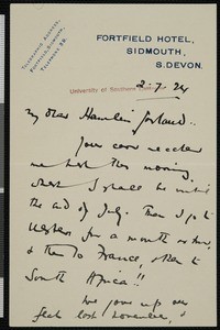 St. John Ervine, letter, 1924-07-02, to Hamlin Garland