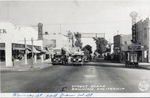 Downtown Banning, California street scene in 1932