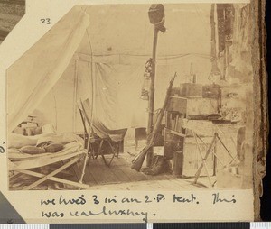 Lt. Irvine’s tent, Dodoma, Tanzania, July-November 1917
