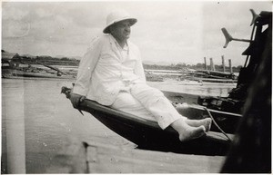 President Götz stearing the mission boat