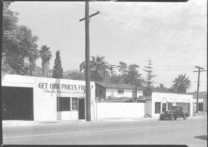 Exterior view of the Film City Ornamental Iron Works on Sunset Boulevard, ca.1930-1960