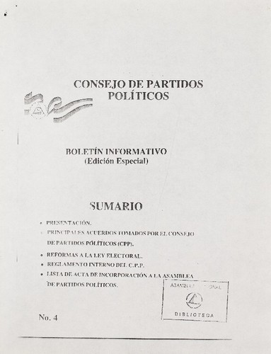 Consejo de Partidos Politicos - Boletín Informativo (edicion especial)