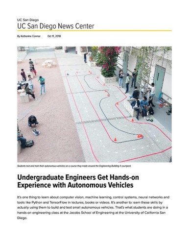 Undergraduate Engineers Get Hands-on Experience with Autonomous Vehicles