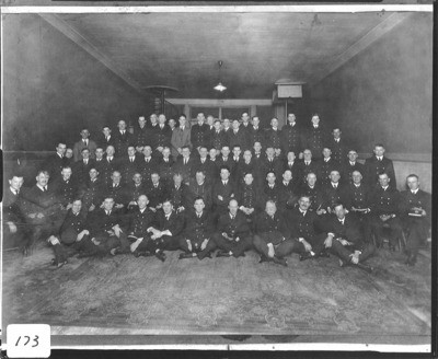 Fire Department - Stockton: Views of Fire Department members, group photo, Chief Murphy