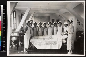 Nurses training at bedside, Wuhan, China, ca. 1937