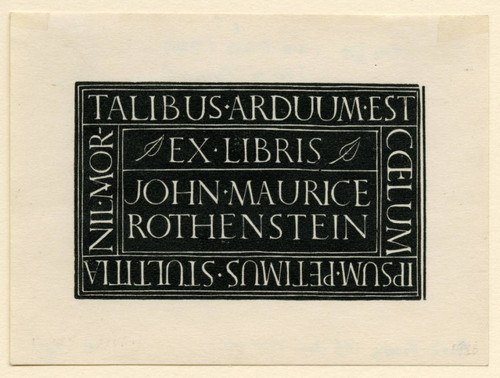 Book-Plate of John Maurice Rothenstein