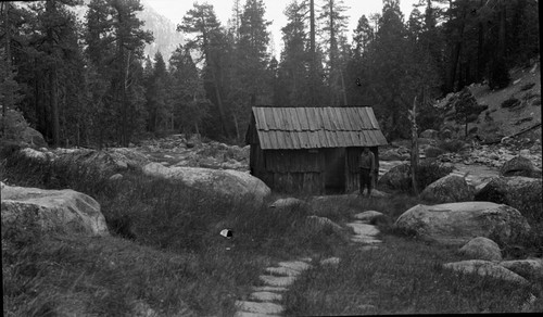 Backcountry cabins and structures, Shake Cabin covering Kern Hot Springs. Individual unidentified