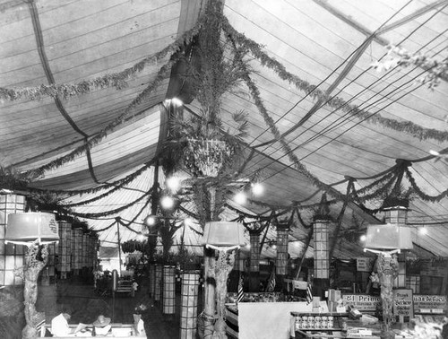 Cigar displays in large decorated tent