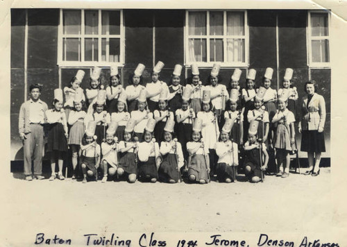 Baton twirling class at Jerome Relocation Center