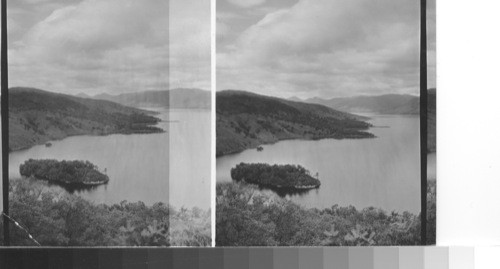 Loch Katrine. Ellen's Isle, loch Katrine, Scotland. slide negative only (left side deflection)