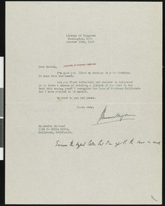 Hermann Hagedorn, letter, 1933-10-10, to Hamlin Garland